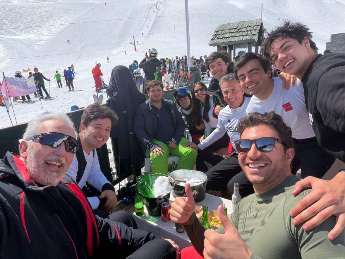 Lucas with friends on a sunny ski day